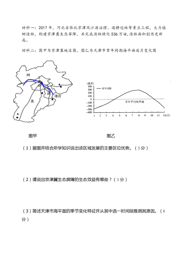 2020届山东省高三地理综合二模复习训练试题