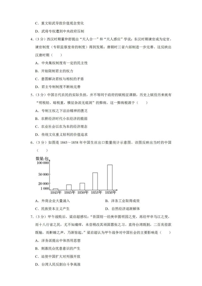 2020山东省高考历史模拟试题