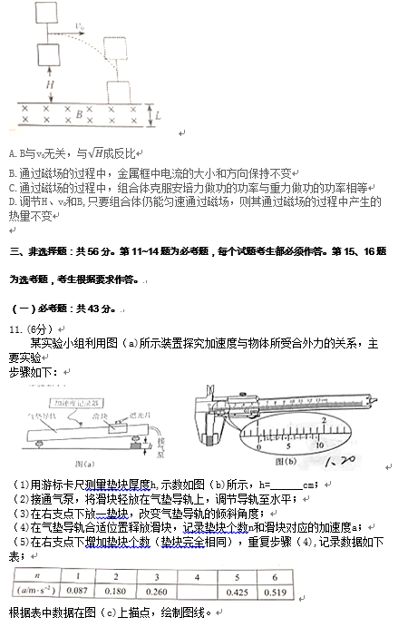 2021年高考物理真题及参考答案(新高考湖南卷)