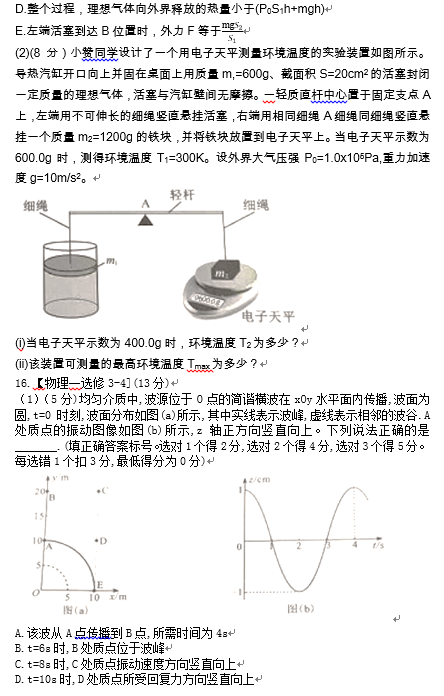 2021年高考物理真题及参考答案(新高考湖南卷)