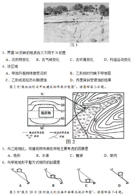 2019年江苏高考地理试题【精校版】