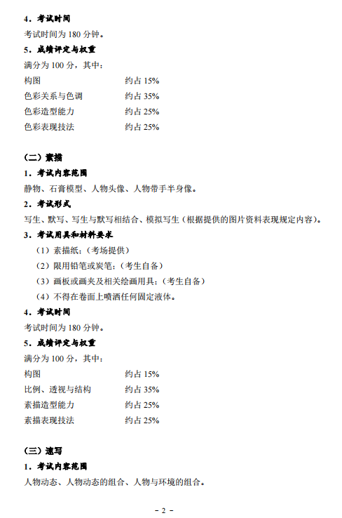 2022年湖北省艺术类统考（美术学类、设计学类）考试大纲2